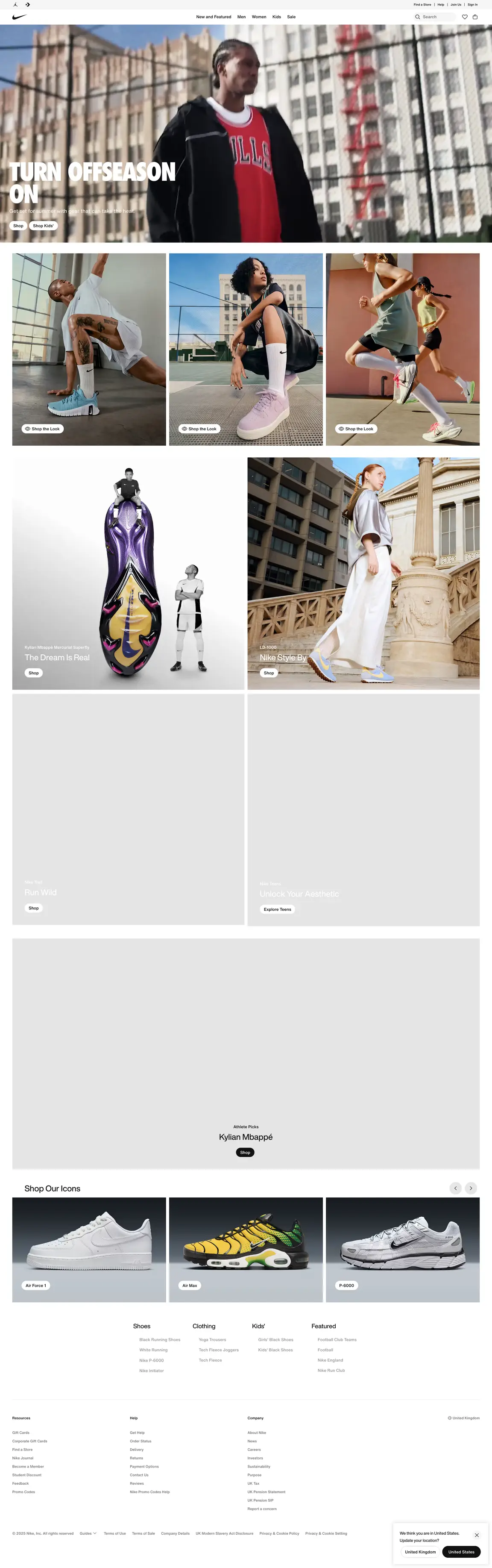 Nike website screenshot taken with ApiFlash